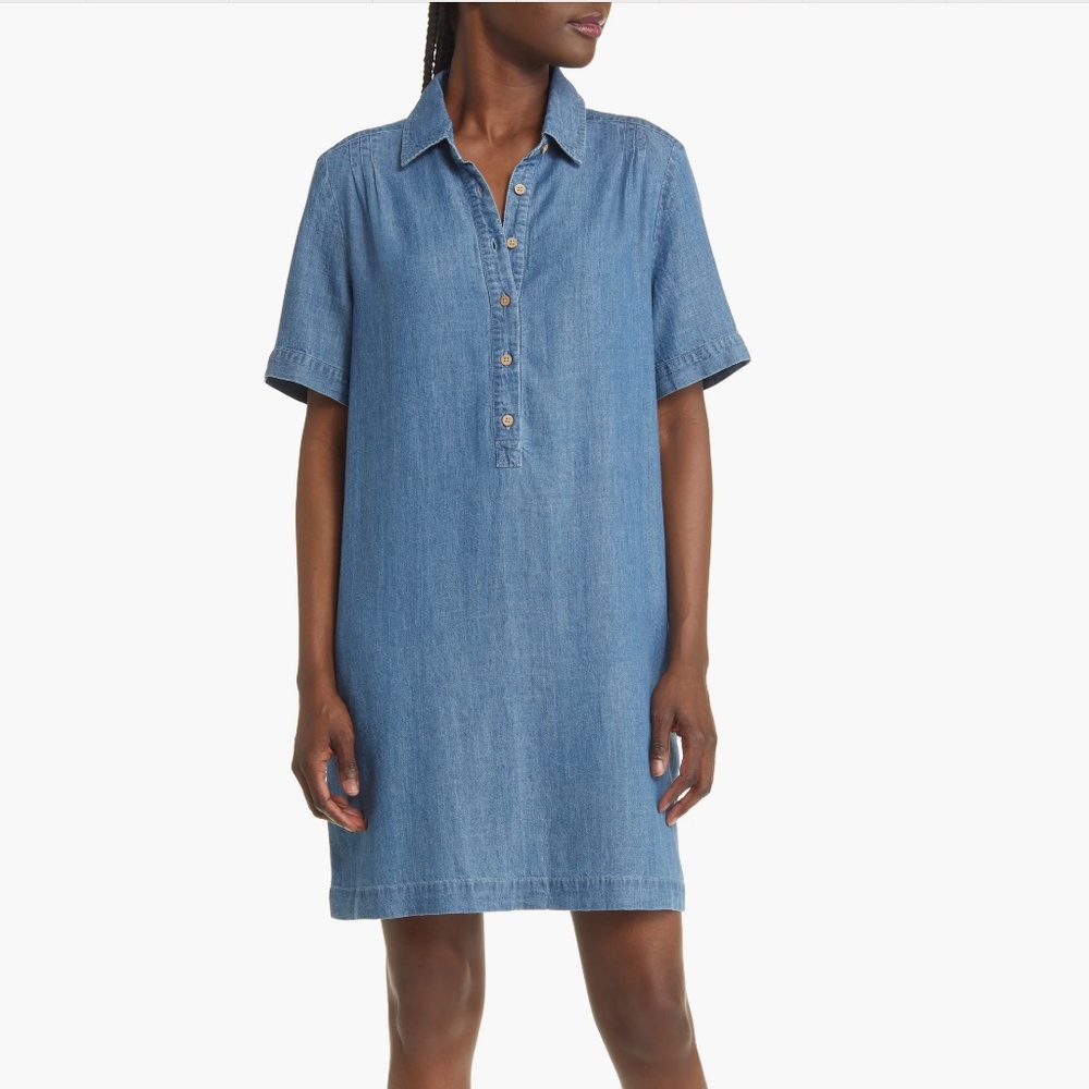 Faherty Hana Chambray Mini Shirtdress
